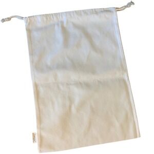 Lanyani Set of 5 Cotton Canvas Drawstring Bag Cream Reusable Storage Pouch 12x16